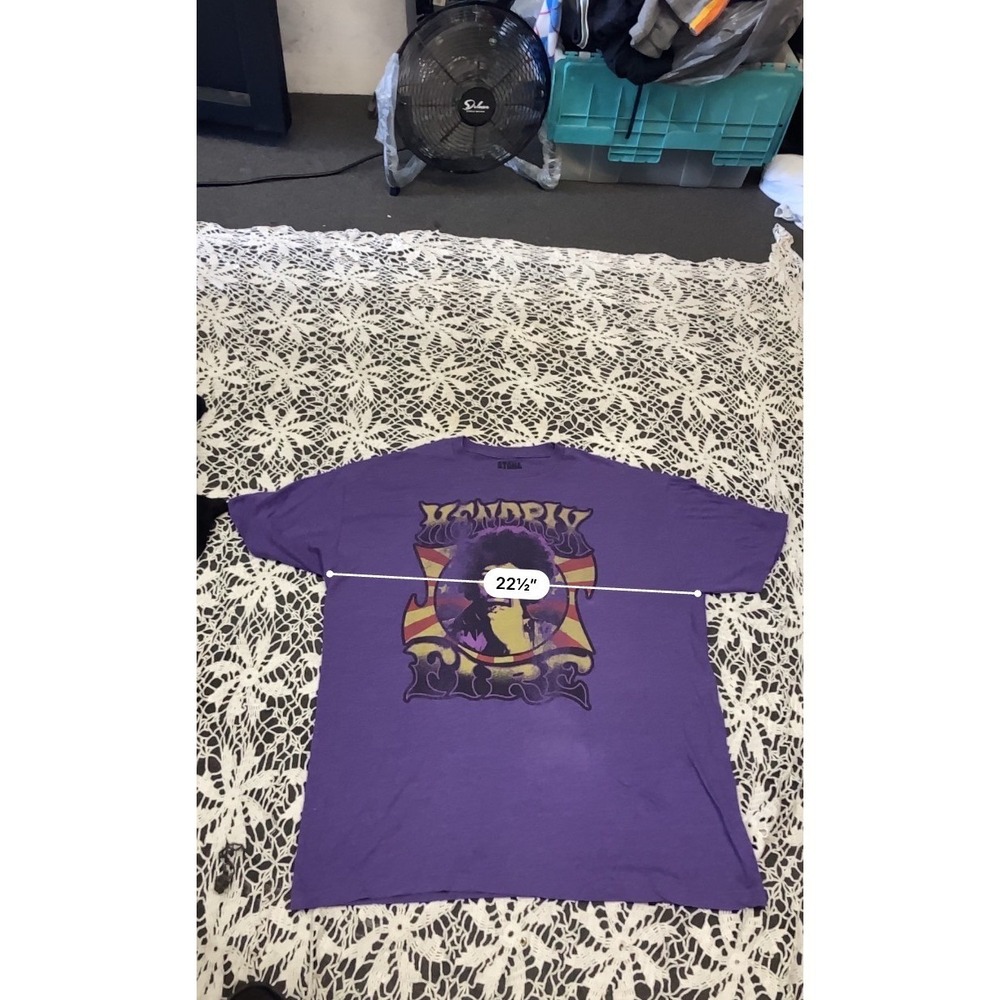 Stone Free Jimi Hendrix Fire Graphic T-Shirt Purple Heather Mens XL Rock Band T - Picture 5 of 5